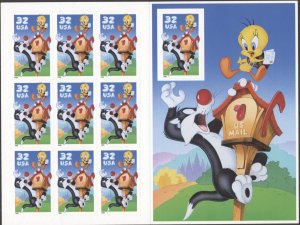 1998 US Scott# 3204 Sylvester and Tweety, Sheet of 10 MNH