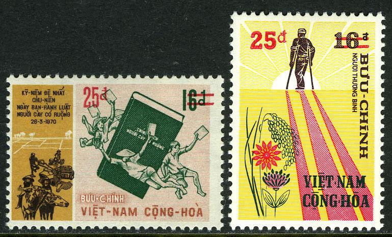 Viet Nam South 482-483,MNH.Farmers,law book;Soldier on crutches.Surcharged,1974