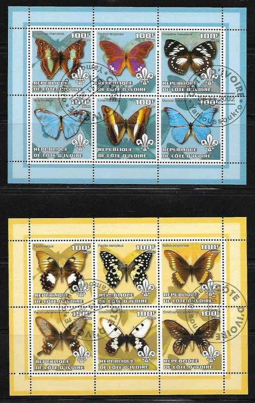 Ivory Coast Butterflies and the Boy Scouts Used - No catalogue