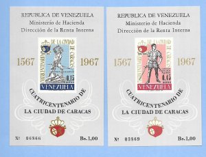 VENEZUELA Sc C958(NOTE) 2 LH SOUVENIR SHEETS OF 1967 - CARACAS. Sc$90