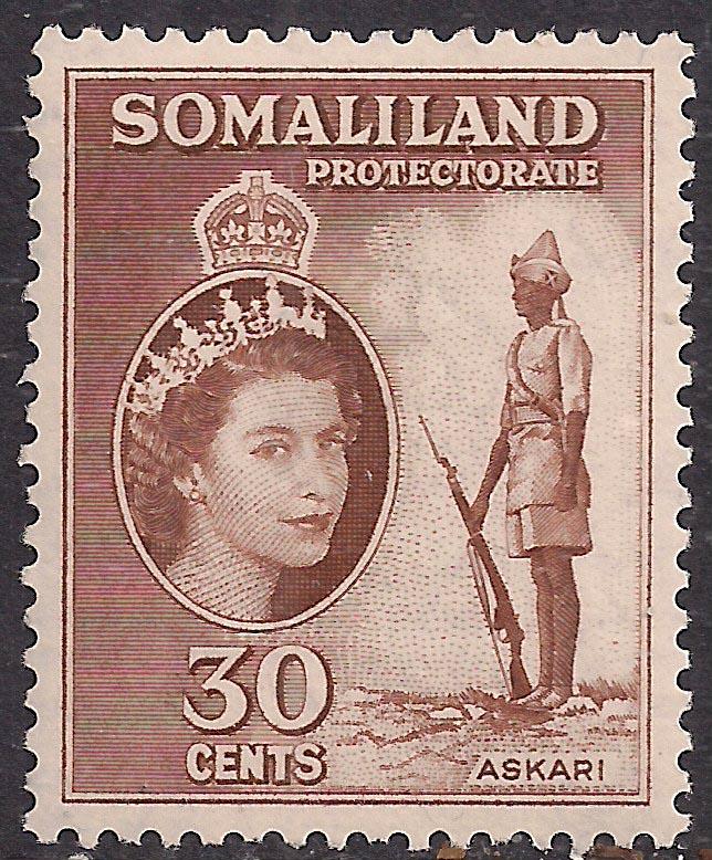 Somaliland 1953 - 58 QE2 30 ct Reddish Brown MM SG 141 ( R1049 )