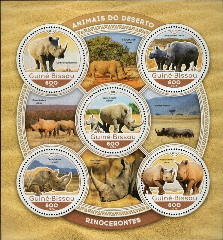 Rhinoceros Stamp Rhino Ceratotherium Simum S/S MNH #8823-8827 