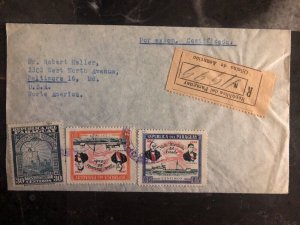 1948 Asuncion Paraguay Airmail Registered Cover To Baltimore MD USA Via Miami