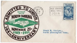 United States 1934 Cachet Cover North Carolina 144th Anniversary