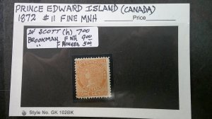 Prince Edward Island 1872 Scott# 11 Fine MNH