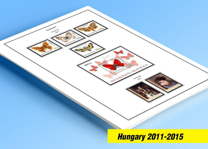 COLOR PRINTED HUNGARY 2011-2015 STAMP ALBUM PAGES (45 illustrated pages)