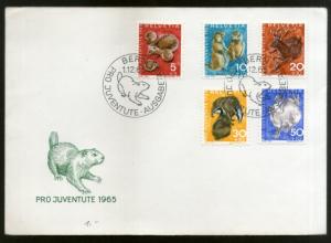 Switzerland 1965 Wildlife Animals Fauna Hedgehogs Marmots Sc B350-54 FDC # 8048