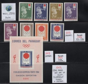 WC1_29955. PARAGUAY. 1964 TOKYO OLYMPICS set w. ss. Sc. 791-798,798a. MNH
