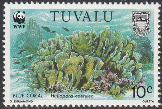 Tuvalu 1992 MNH Sc #617 10c Blue coral - Heliopora coerulea - WWF