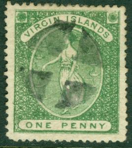 EDW1949SELL : VIRGIN ISLANDS 1870 Scott #3 Very Fine, Used. Nice stamp. Cat $75.