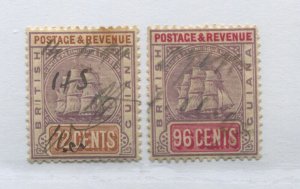 British Guiana 72 and 96 cents revenue used