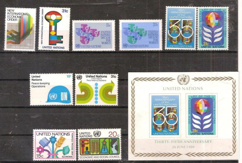 United Nations New York 1980 Year Set MNH