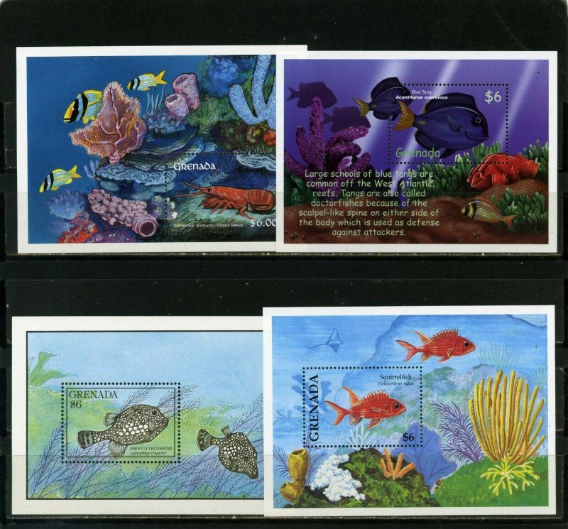 GRENADA 1990-2000 MARINE LIFE/FISH SET OF 4 S/S MNH