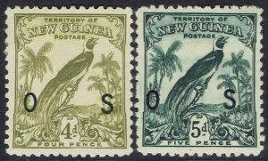 NEW GUINEA 1932 UNDATED BIRD OS 4D AND 5D