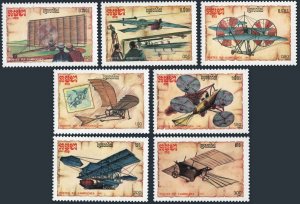 Cambodia 797-803,804,MNH.Michel 875-881,Bl.154. Early Aircraft Designs,1987.