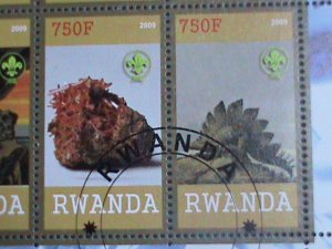 Rwanda Stamp:2009-Prehistory and Minerals CTO Stamp sheet-two complete sets