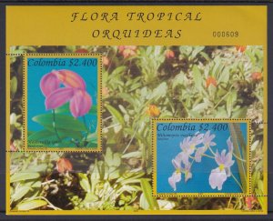 Colombia 1209 Flowers Souvenir Sheet MNH VF