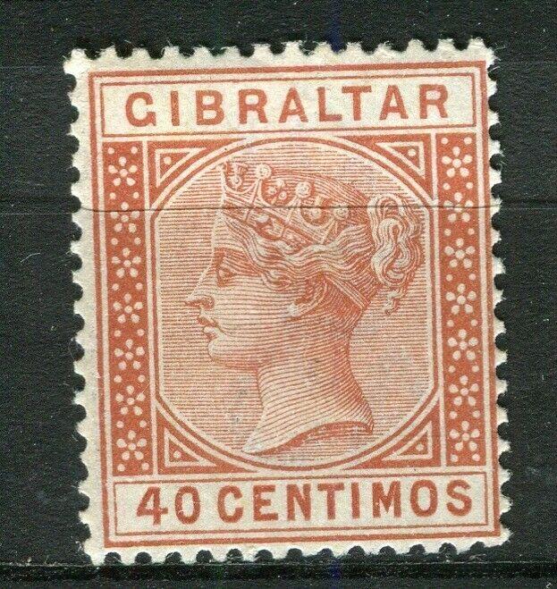 GIBRALTAR; 1889 early classic QV issue fine Mint hinged Shade of 40c. value