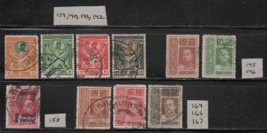 Thailand, Siam #139-42, 145-46, 158, 164, 166-67 ~ Used, MX  (1910-17)