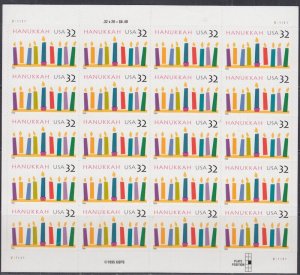 UNITED STATES Sc # 3118.1 MNH SHEET of 20 - HANUKKAH 1996