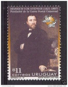 Heinrich Von stephan Mail UPU founder painting URUGUAY Sc#1683 MNH STAMP cv$3.75