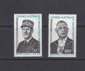 FSAT 1972 CHARLES DeGAULLE - SCOTT 52 TO 53 - MNH