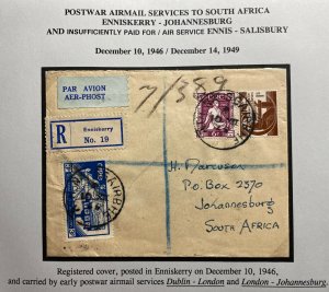 1946 Enniskerry Ireland Postwar Airmail Cover To Johannesburg South Africa