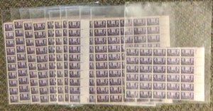 941  Tennessee Statehood Lot of 10 1/2 sheets  MNH 3 c Sheet of 50    1946