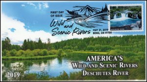 19-103, 2019, Wild and Scenic Rivers, Pictorial Postmark, FDC, Deschutes River