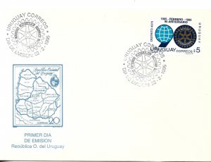 URUGUAY 1995 ROTARY INTERNATIONAL 90 YEARS OF ROTARY CLUB FIRST DAY COVER