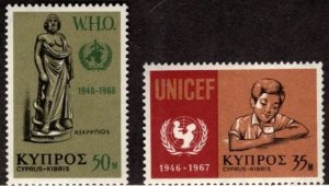 Cyprus - #317 - 318  Unicef & WHO Anniv set/2 - MLH