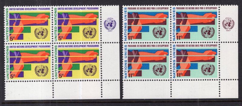 UN New York 164-165 Plate Blocks MNH VF