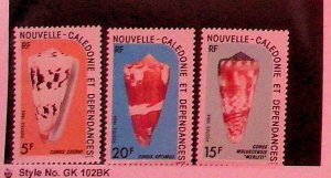 NEW CALEDONIA Sc 495-97 NH ISSUE OF 1984 - SEA LIFE -SHELLS