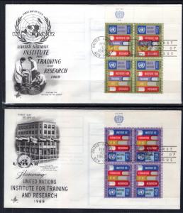 UN New York 192-193 Training Plate Blocks Artcraft Set of Two U/A FDC