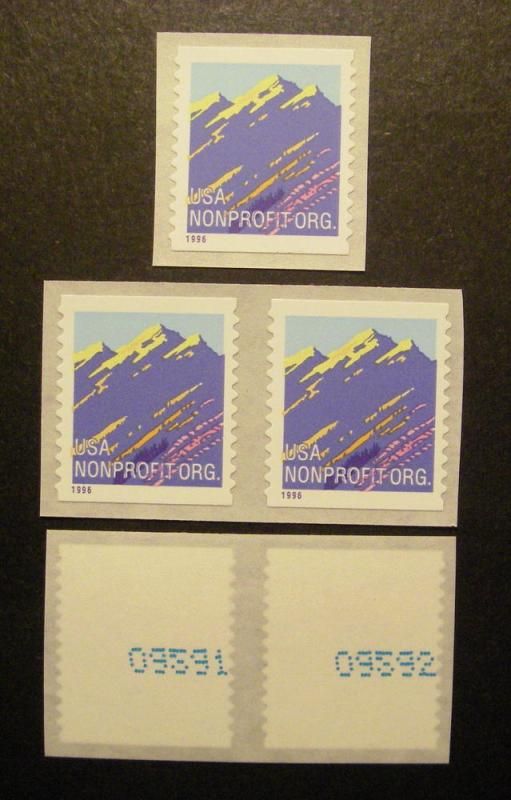 Scott 2904A, 5c Nonprofit Mountain, Pair & Single, MNH