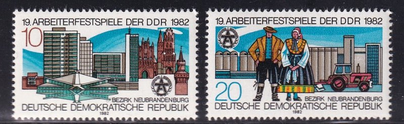 German Democratic Republic  DDR  #2269-2270  MNH 1982  workers festival