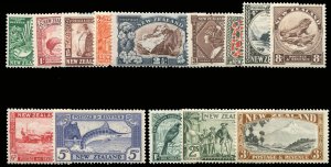 New Zealand #203-216 Cat$180, 1936-42 1/2p-3sh, complete set, never hinged