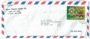 ST VINCENT Air Mail Cover-St Vincent Philatelic Services to Arlington, VA USA M4 