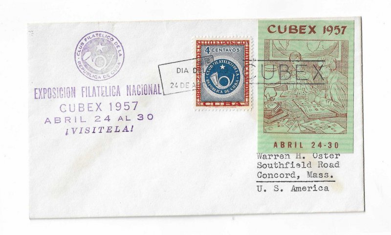 Cuba 1956 Filatelica Exposicion  FDC with show label