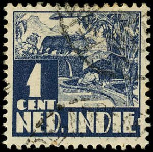 NETHERLANDS  INDIES Sc 164 VF/USED - 1934 1c Rice Field Scene - Sound