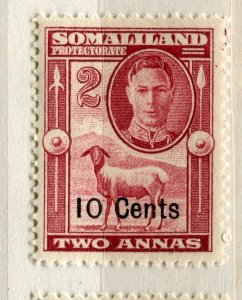 SOMALILAND PROTEC; 1951 early GVI surcharged issue Mint hinged 10c. value