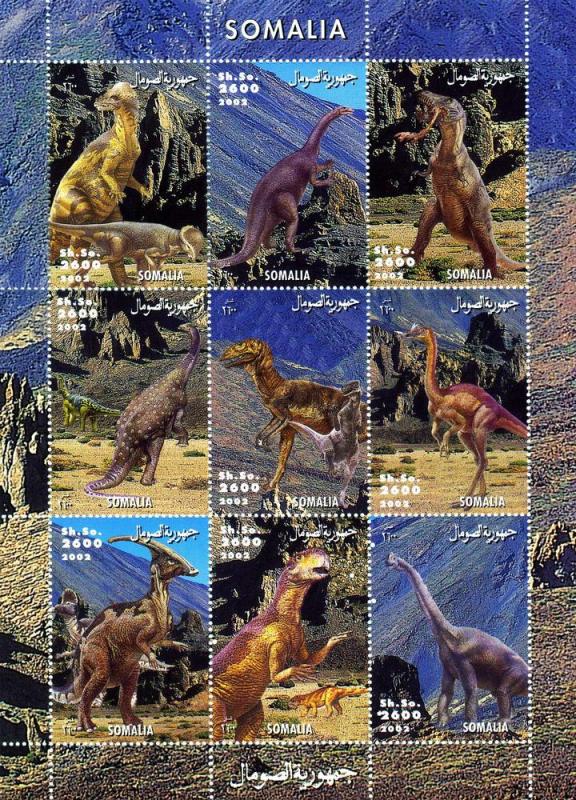 Somalia 2002 DINOSAURS Sheet (9) Perforated Mint (NH)