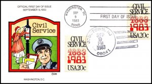 Scott 2053 20 Cents Civil Service Collins Hand Painted FDC