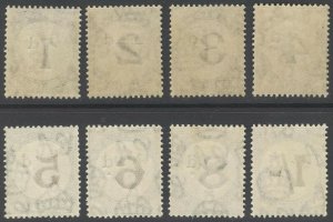 Trinidad & Tobago 1923 1d-1s PostDue SG D18-D25 Sc J1-J8 LMM/MLH Cat£250($350)