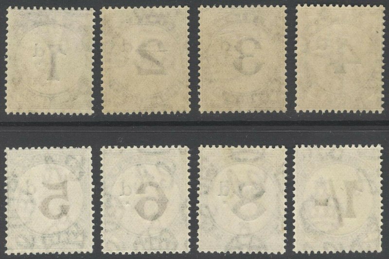 Trinidad & Tobago 1923 1d-1s PostDue SG D18-D25 Sc J1-J8 LMM/MLH Cat£250($350)