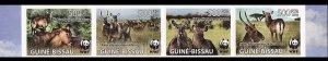 Guinea-Bissau WWF Defassa Waterbuck Strip of 4 Imperf stamps 2008 MNH