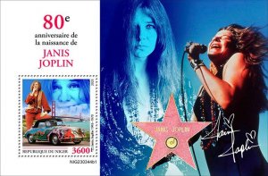 NIGER - 2023 - Janis Joplin - Perf Souv Sheet - Mint Never Hinged
