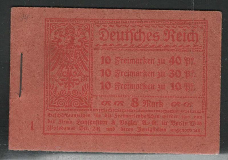 Germany Reich # 119, 119d, 123d, 123, 124, mint nh,cpl. booklet,se-tenant,MH14.1