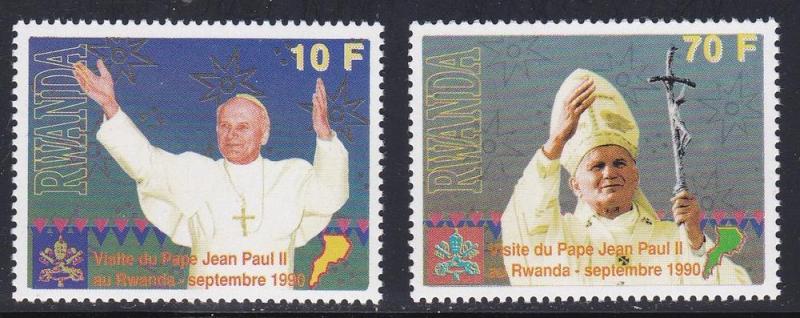 Rwanda # 1353-1354, Pope Jean Paul II, NH, 1/3 Cat