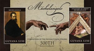 Guyana -2012- Michelangelo Sistine Chapel Ceiling 500 Year - Souvenir Sheet -MNH